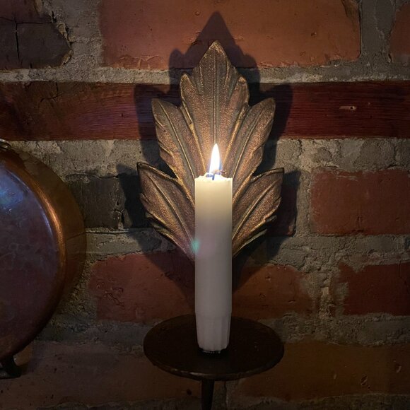 🕯️Vintage copper coloured Leaf Candle Sconce/ holder🌛Applique de bougie - Picture 7 of 8